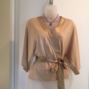 Banana Republic Gold Silk Kimono Sweater